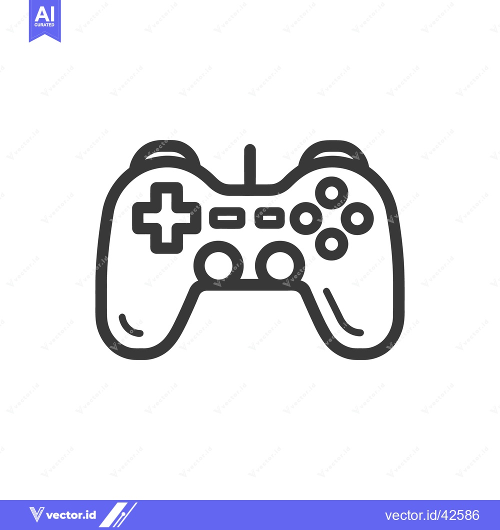 Premium Vector dari Minimalist Game Controller Icon with Bold Outline on White Background