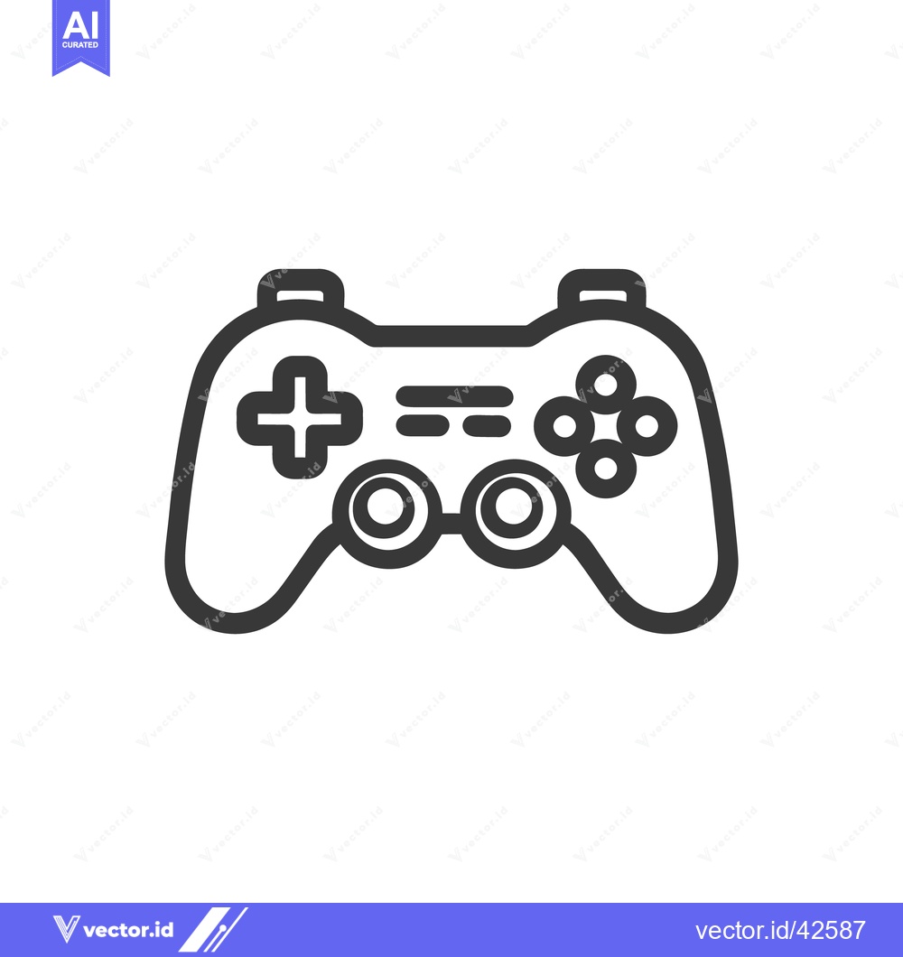 Premium Vector of Minimalist Game Controller Icon: Retro Style, Black Outline on White