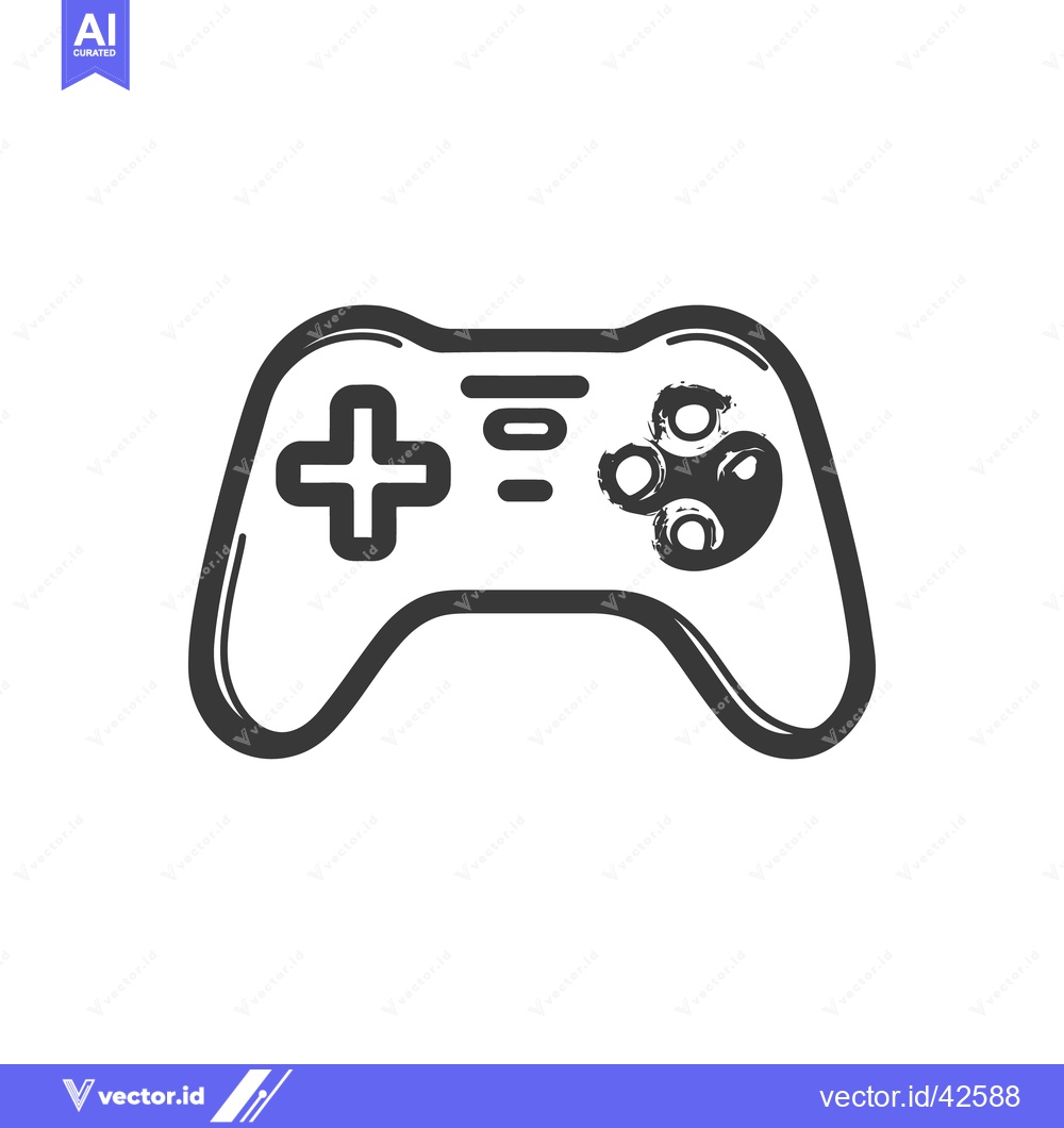 Premium Vector dari Stylized Game Controller Icon with Brushstroke Texture on White Backgr