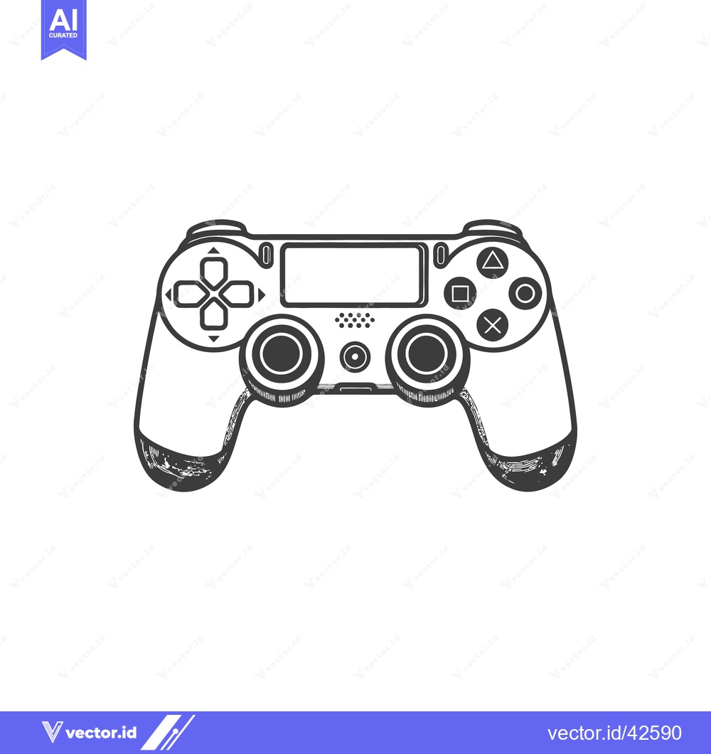 Premium Vector dari A detailed monochrome image of a video game controller is shown