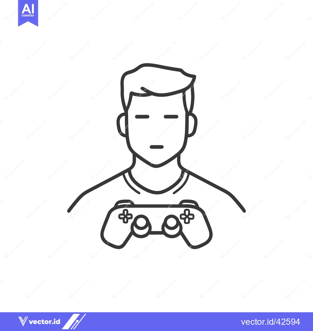 Premium Vector dari Line drawing depicts person playing a video game with controller