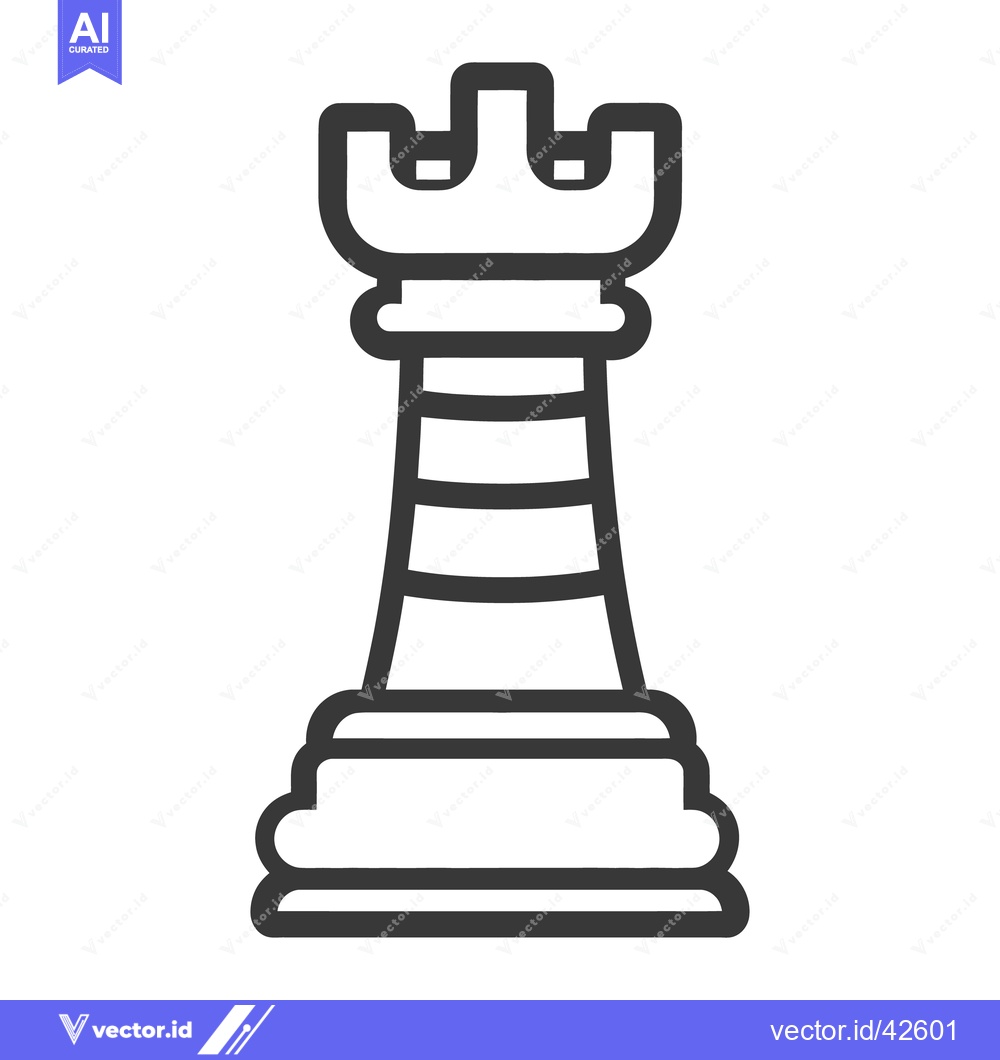 Premium Vector dari A black and white illustration showing a chess tower piece