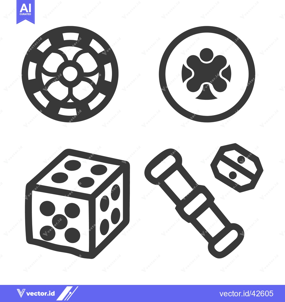 Premium Vector of Simple illustrations of various items used in games of chance