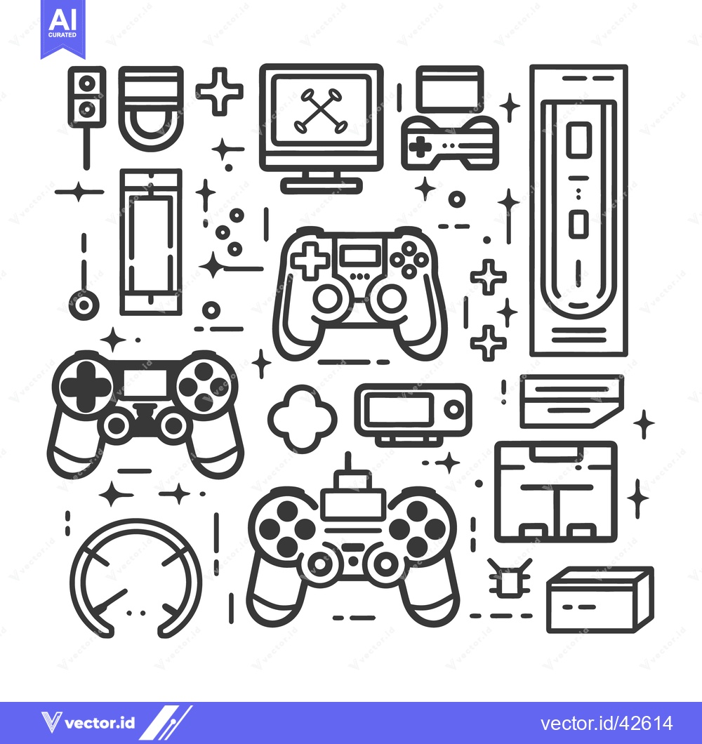 Premium Vector dari Various gaming controllers and related technology elements are illustr