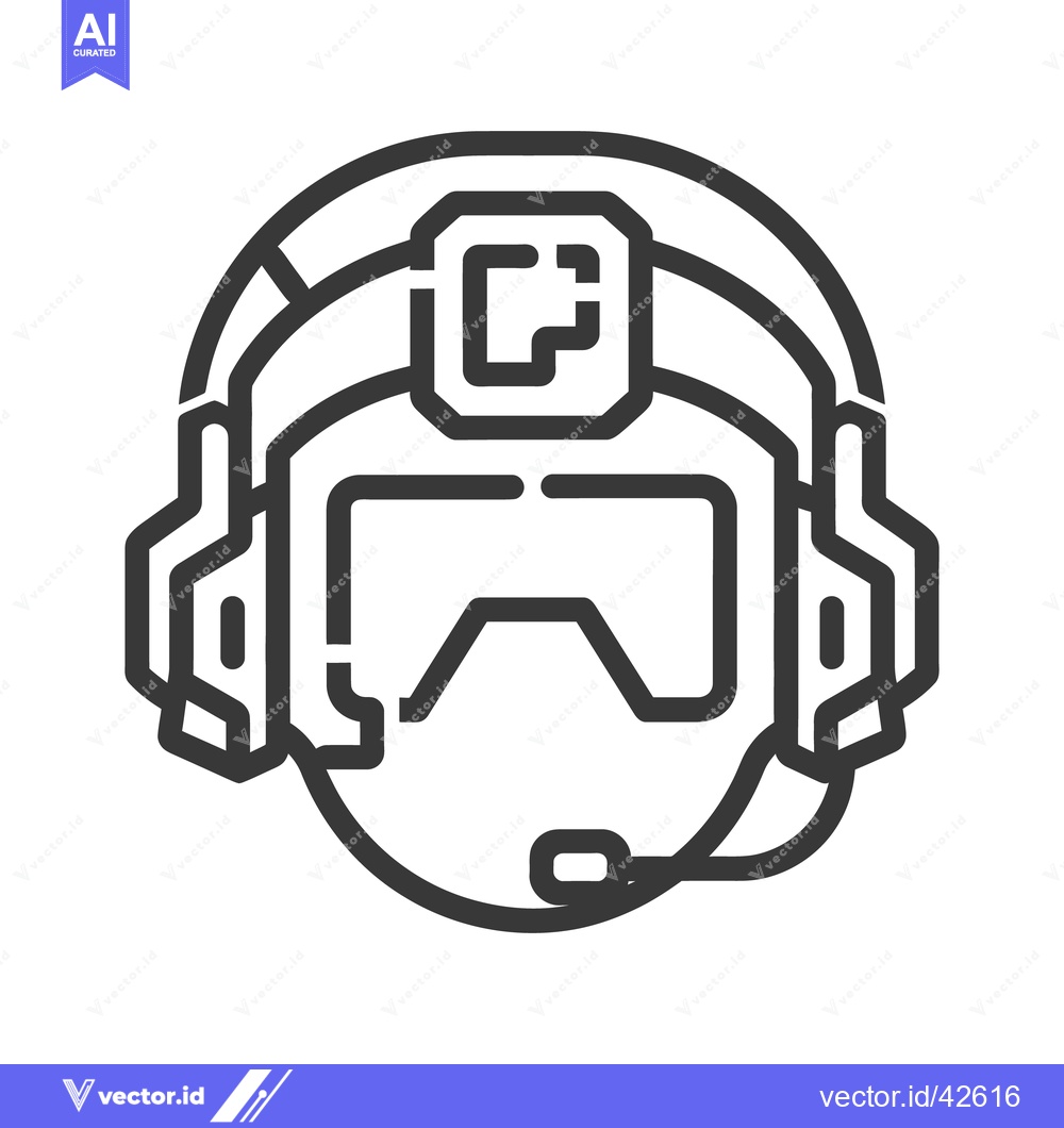 Premium Vector dari A graphic illustration of a helmet with headset and goggles