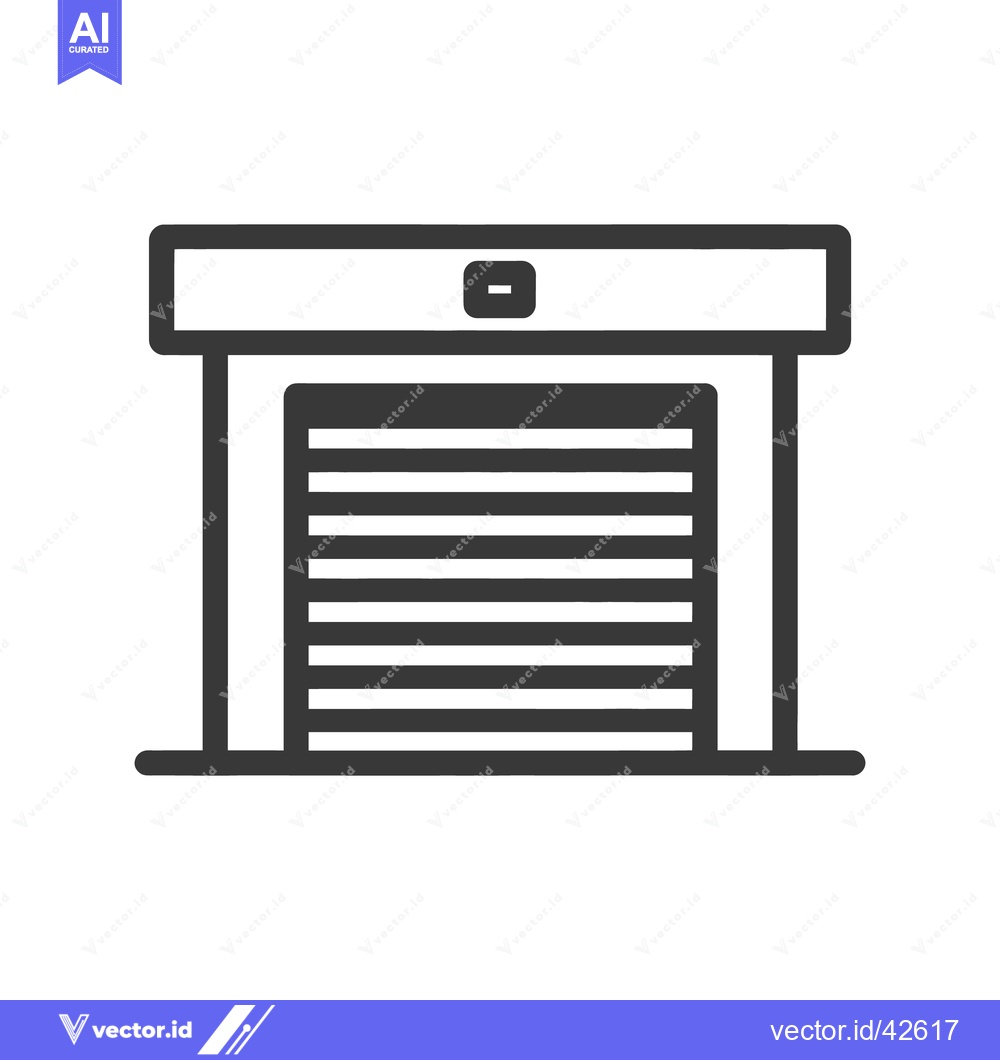 Premium Vector dari Minimalist Garage Door Icon: Bold Outline, Horizontal Slats, Modern De