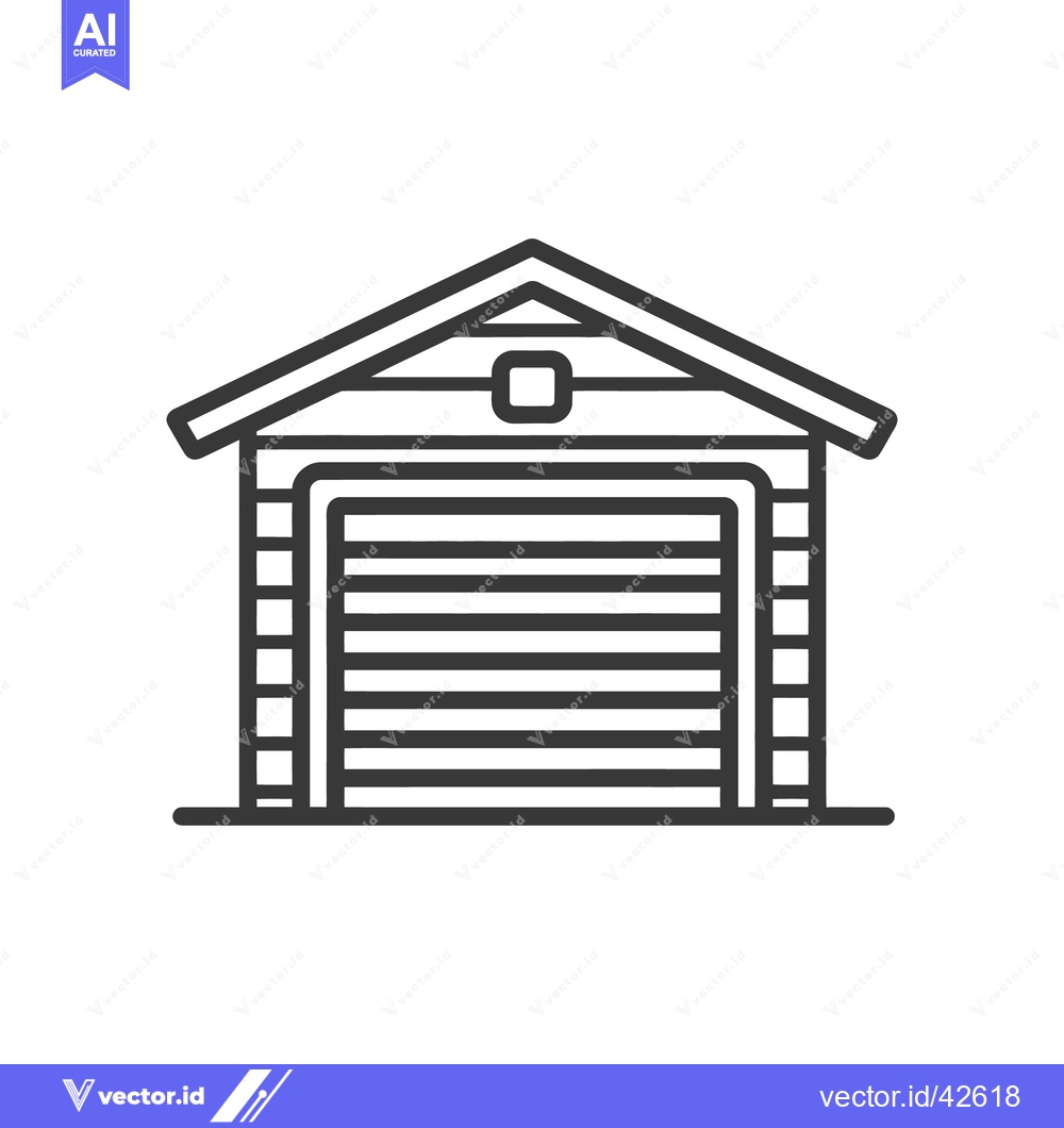 Premium Vector dari Minimalist Garage Icon: Simple Line Art Depicting Storage Structure