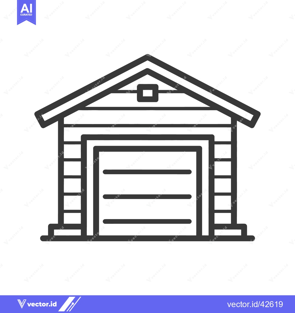Premium Vector dari Minimalist Garage Icon: Clean Line Art Depicting Storage Structure