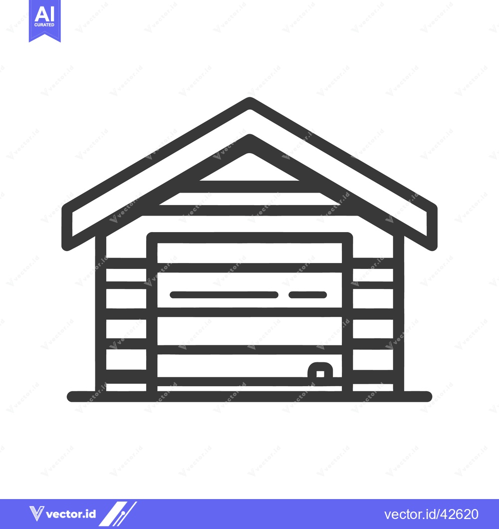 Premium Vector dari Minimalist Garage Icon: Simple Outline of a Storage Building