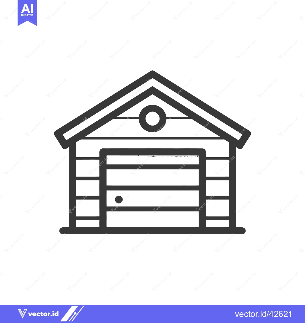 Premium Vector dari Simple Garage Icon: Minimalist Design with Clean Lines and Geometric S
