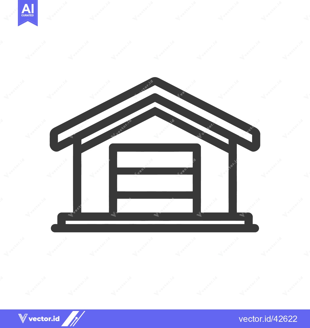 Premium Vector of Minimalist Garage Icon: Simple Line Art Depicting Storage Structure