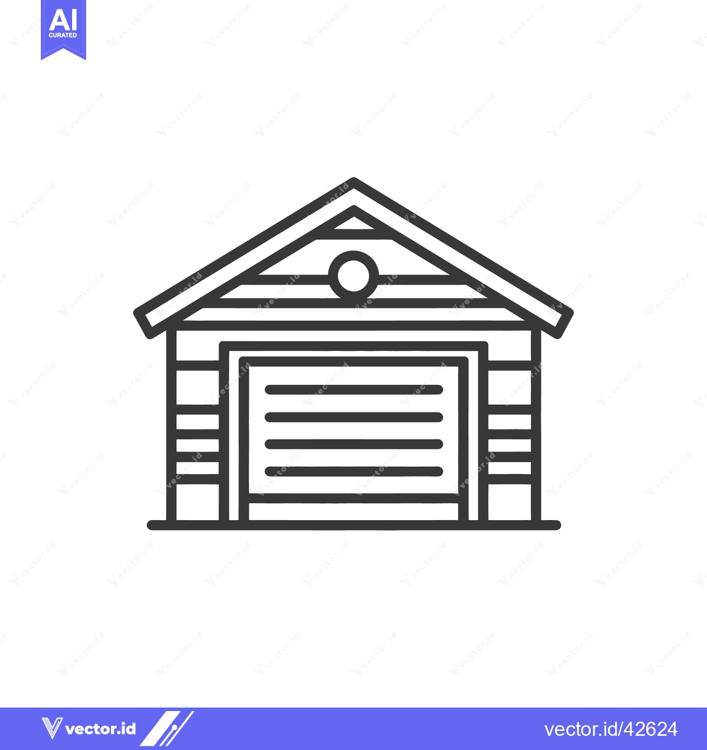 Premium Vector of Minimalist Garage Icon: Clean Line Art Depicting Storage Structure