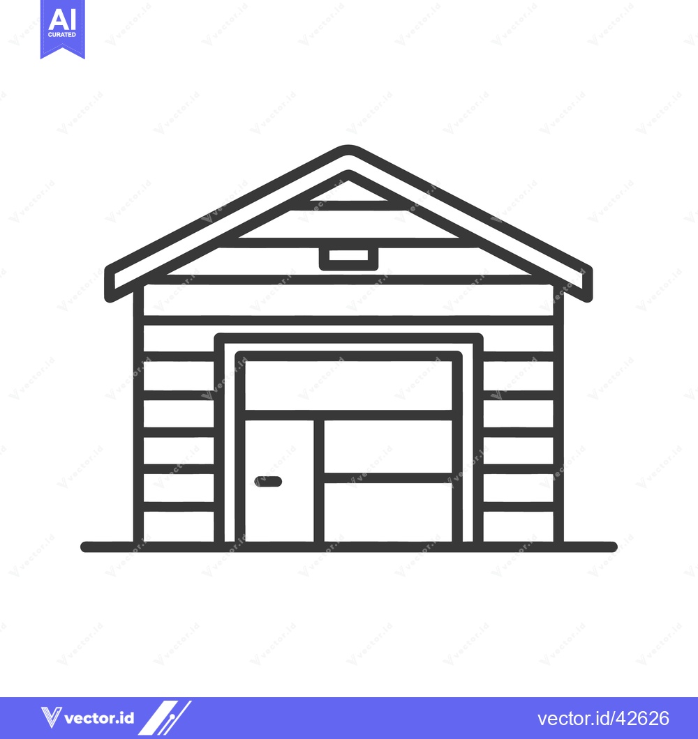 Premium Vector dari Minimalist Garage Icon: Simple Line Art Depicting Storage Structure