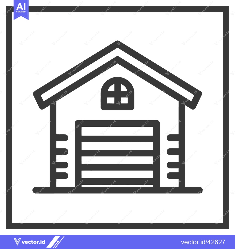 Premium Vector of Minimalist Garage Icon with Arched Window and Horizontal Door