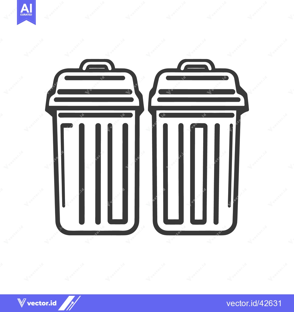 Premium Vector dari Two black and white trash cans are side by side