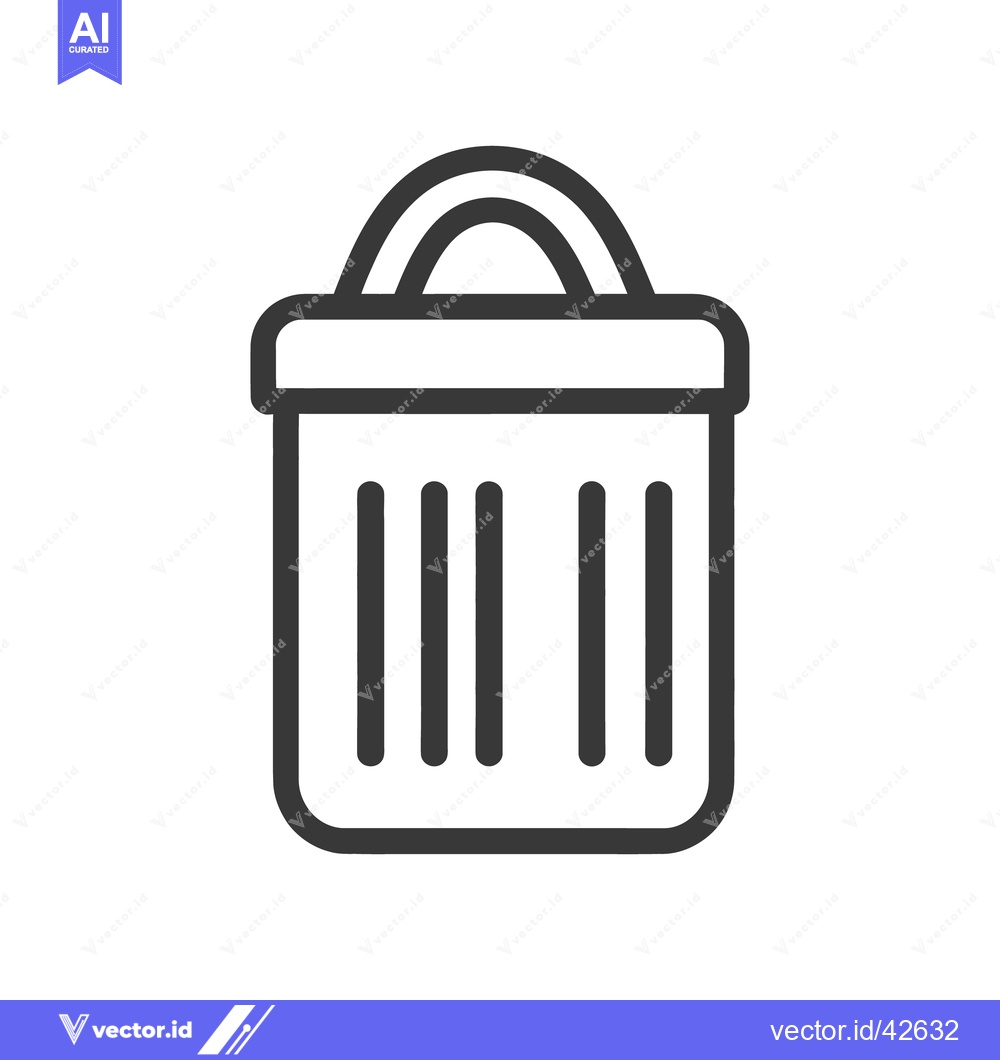 Premium Vector of A simple black and white icon depicting a waste receptacle