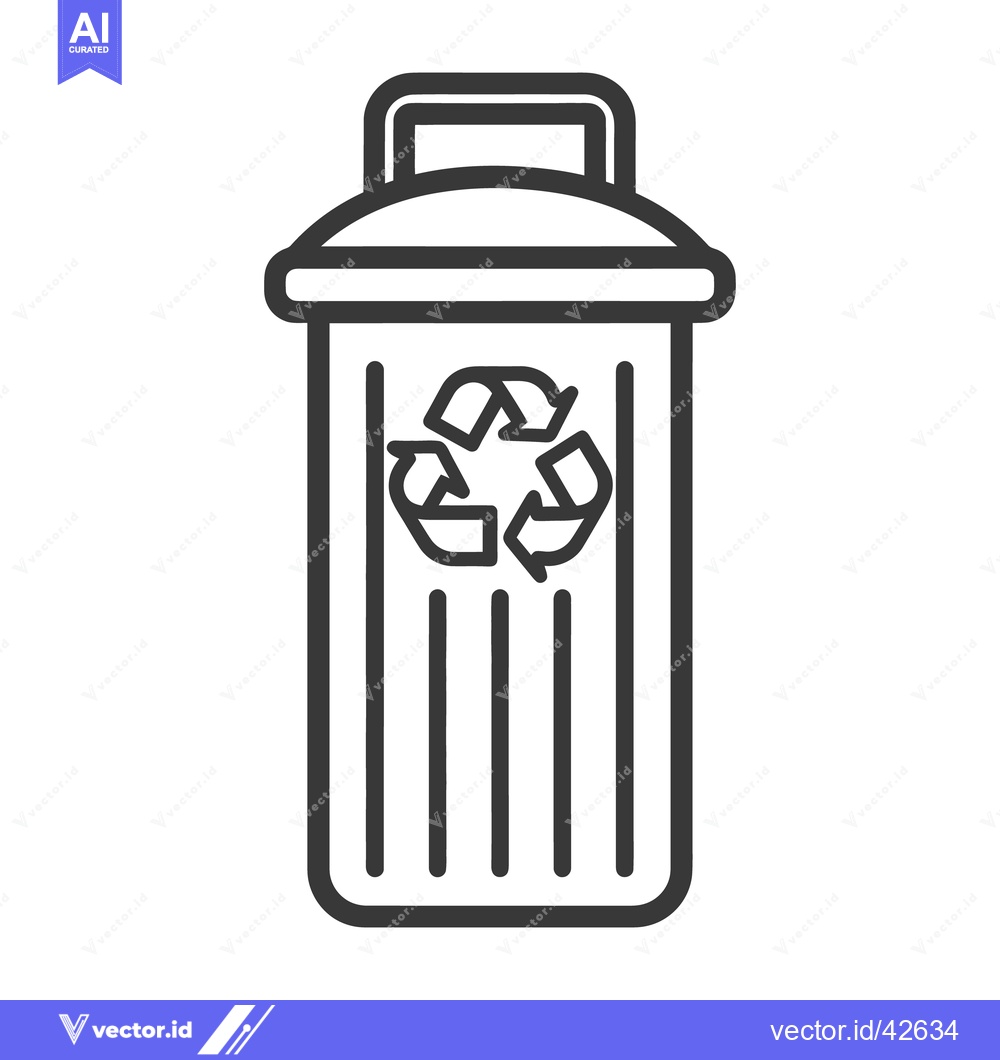Premium Vector dari A Simple Line Drawing Depicting a Recycling Waste Container
