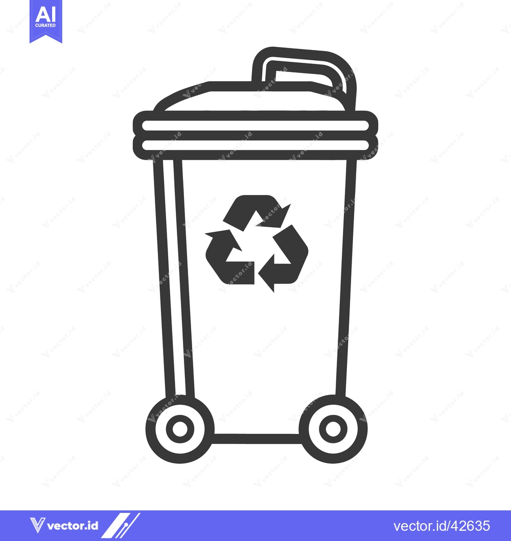 Premium Vector dari A wheeled garbage bin icon representing recycling and environmental aw