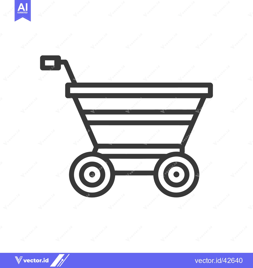 Premium Vector dari Minimalist Garden Cart Icon: Bold Outline on White Background