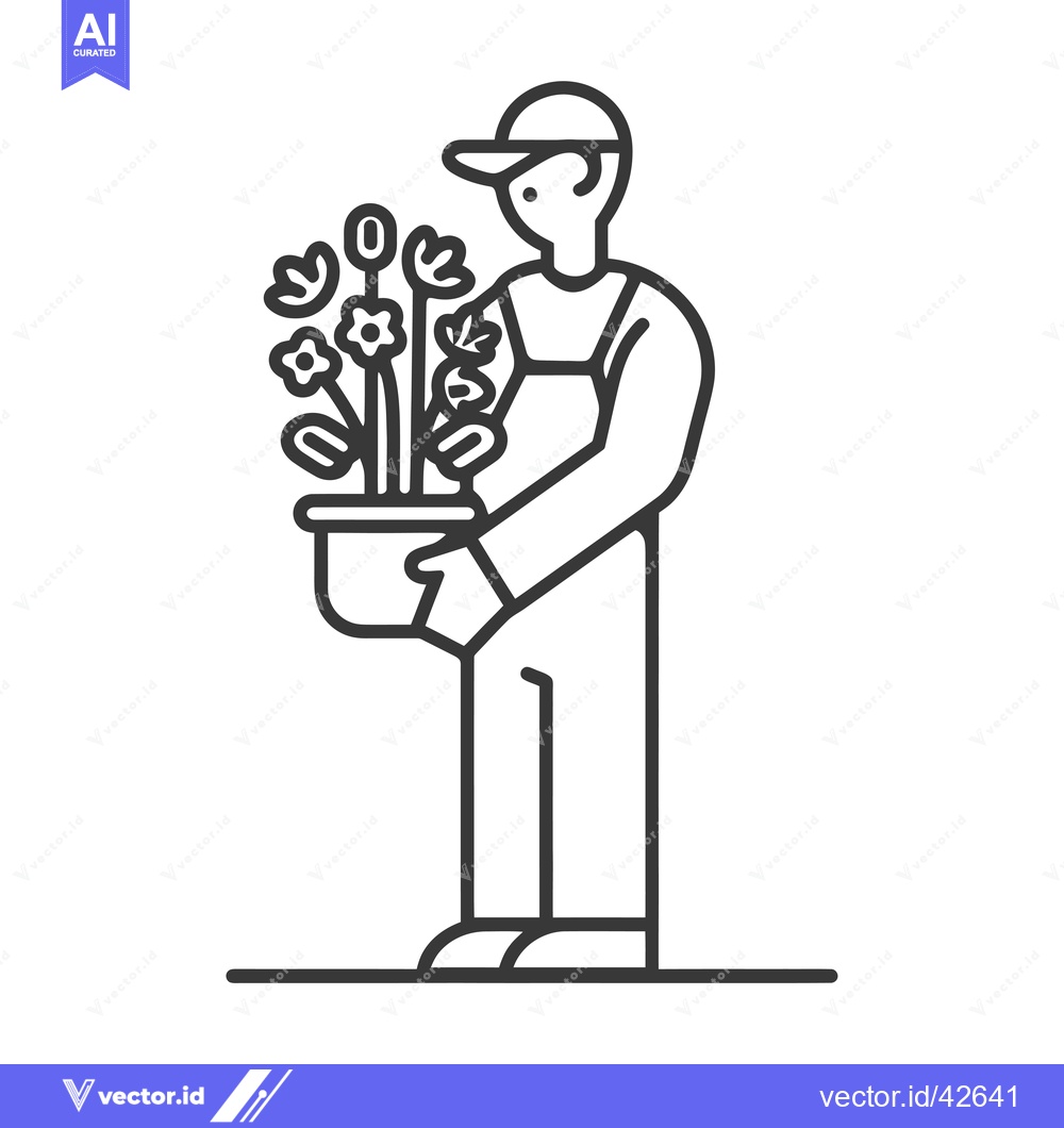 Premium Vector of Gardener Holding Potted Flowers