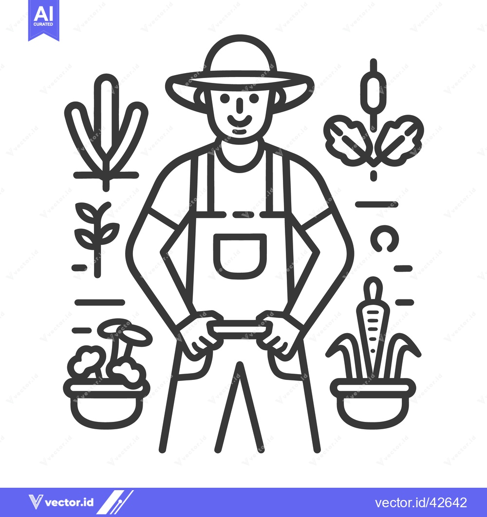 Premium Vector dari An illustration depicting a farmer surrounded by different garden plan