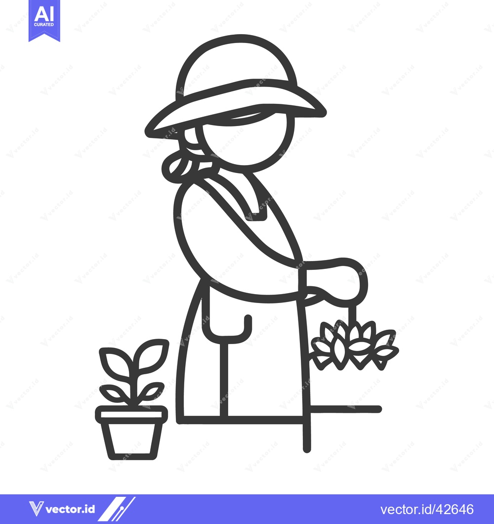 Premium Vector dari A person gardening holding flowers and tending a potted plant