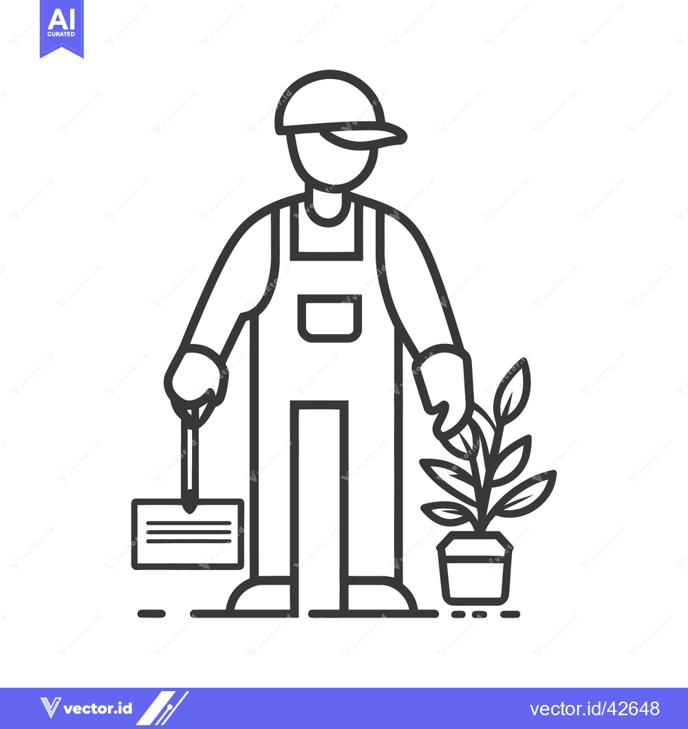 Premium Vector dari A gardener holding a plant and a sign preparing to do work