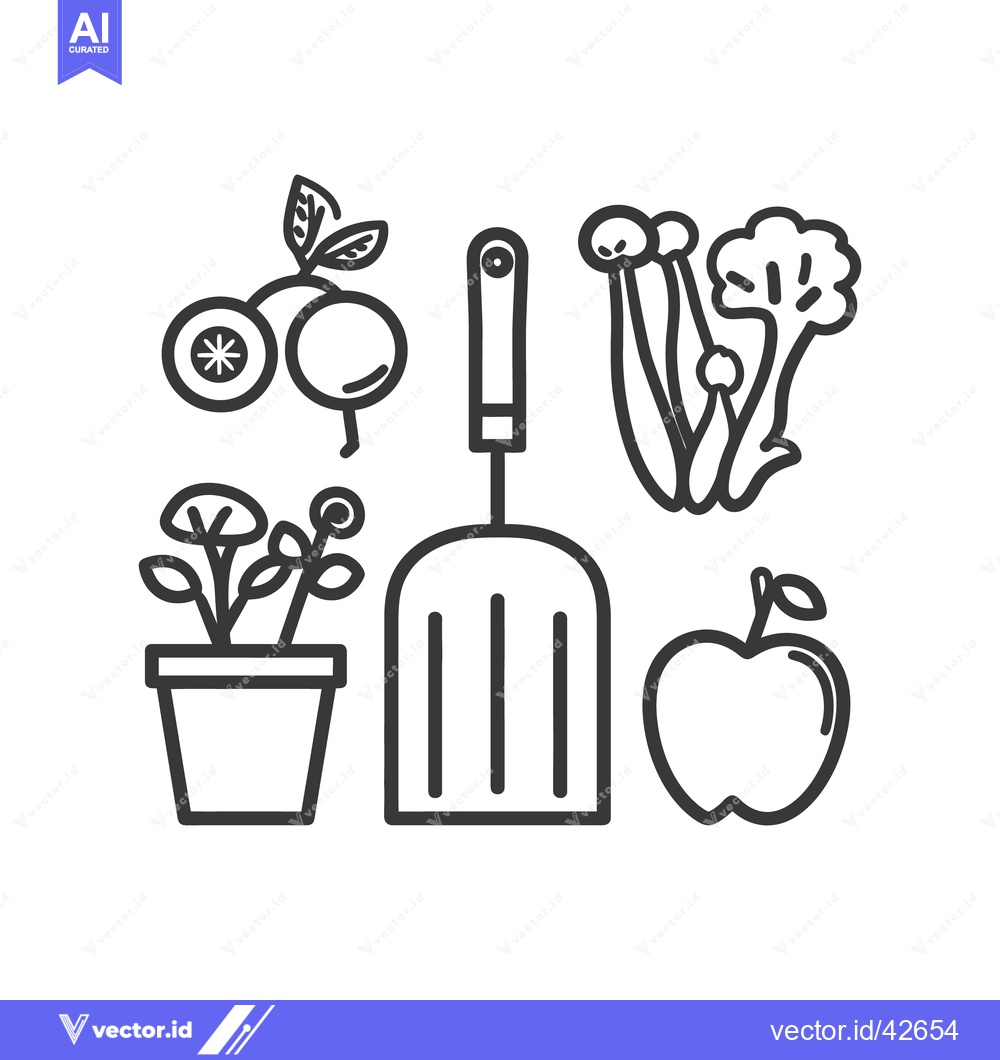 Premium Vector dari Simple garden tools and produce represented in black and white