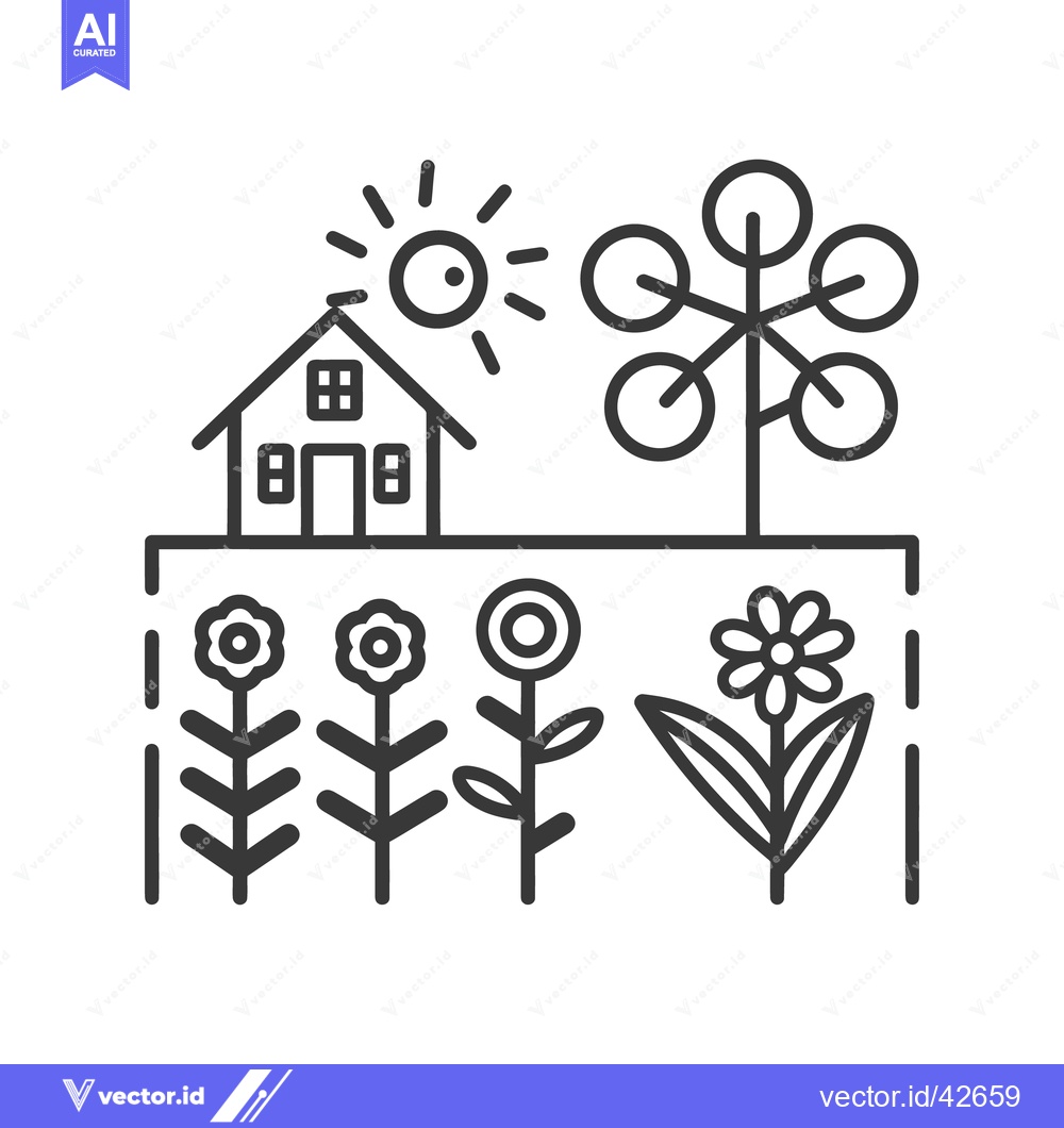 Premium Vector dari A simple black and white illustration of a garden scene