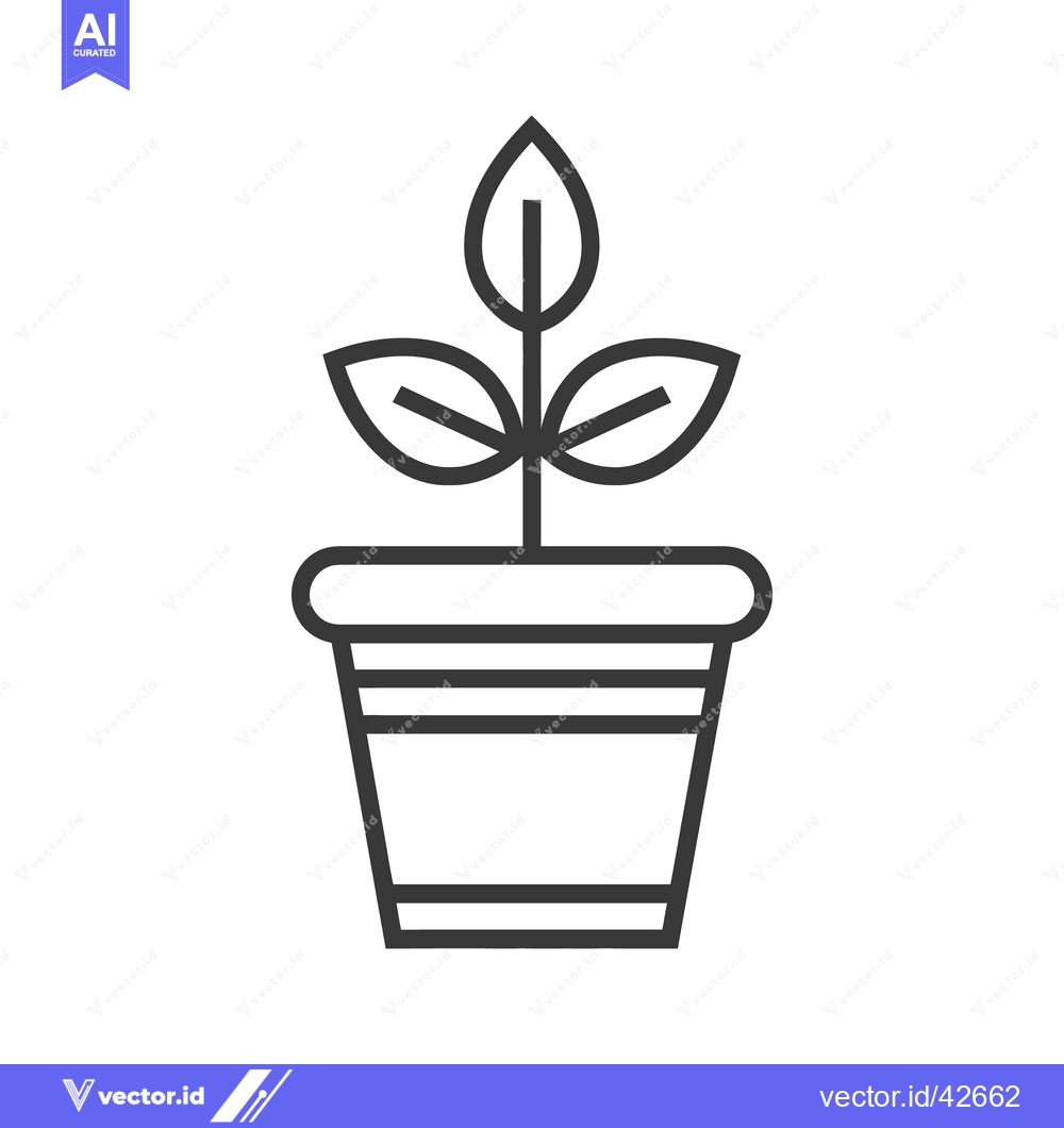Premium Vector of A potted plant illustration showing leaves and a simple container