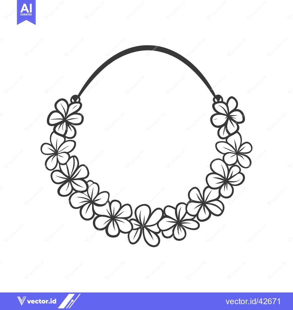 Premium Vector of A black and white floral necklace hanging against a white background