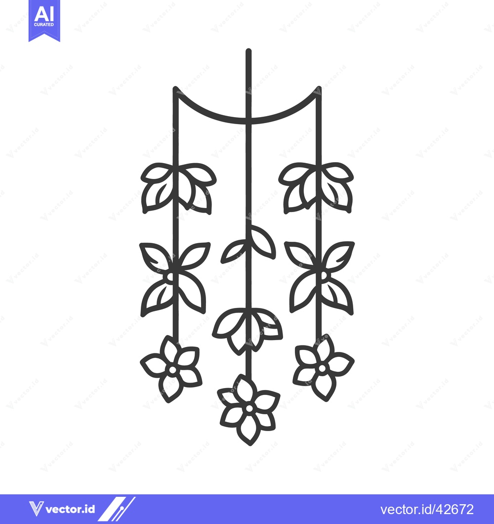 Premium Vector of Simple Hanging Floral Arrangement Depicting Flowers and Leafy Vines