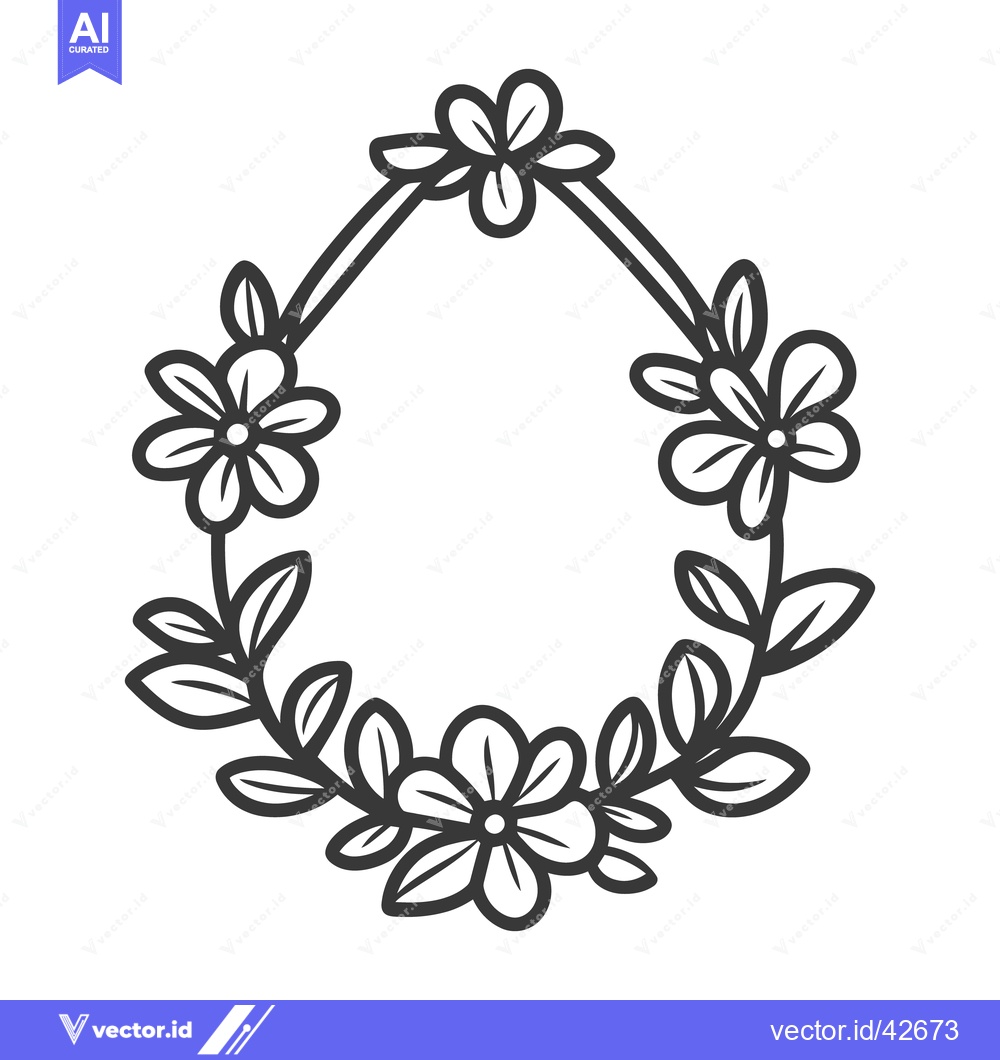Premium Vector of Simple geometric floral design featuring detailed flowers and leaves