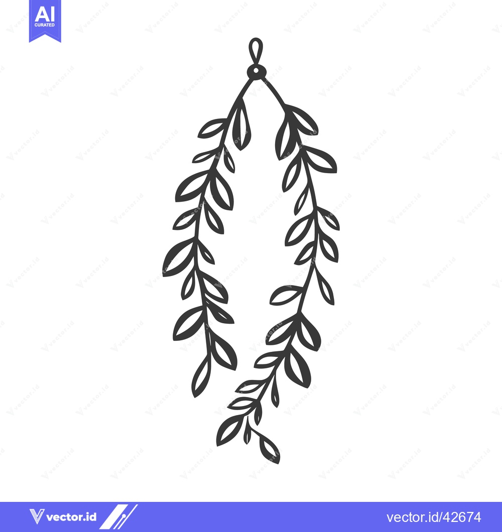 Premium Vector dari Drawn decorative hanging leaves and stems creating elegant visual appe