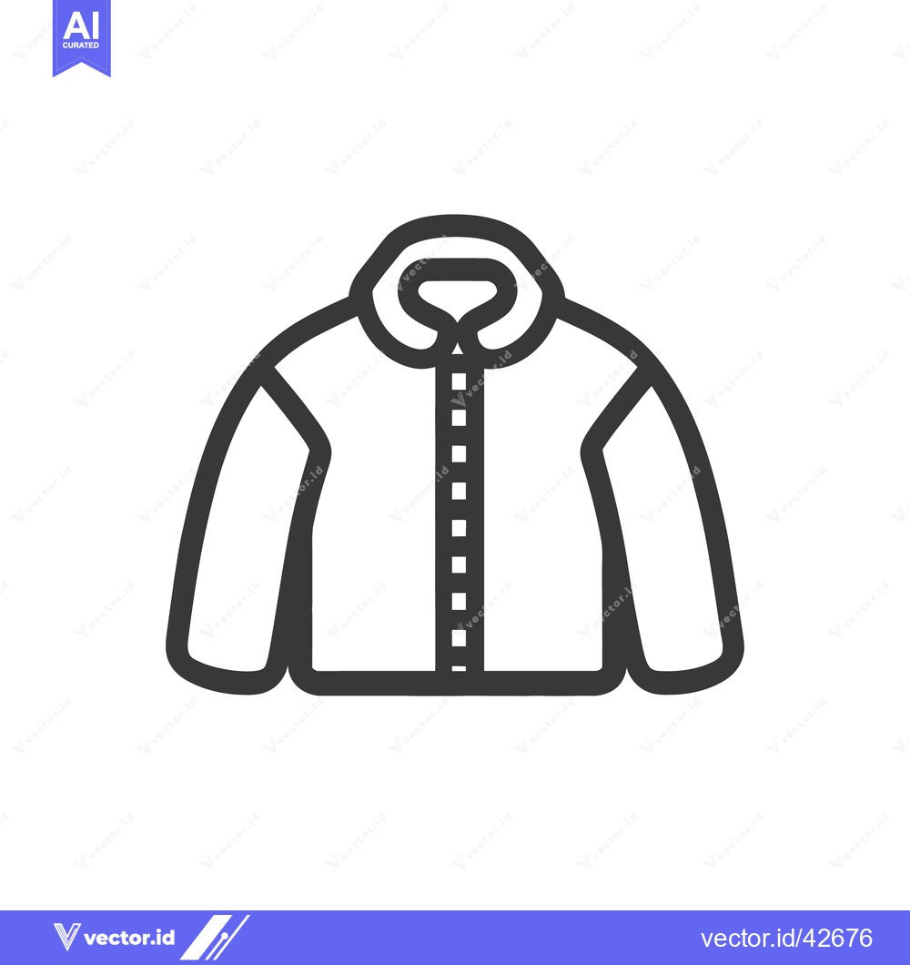 Premium Vector of An illustrated black and white jacket icon with buttons and collar