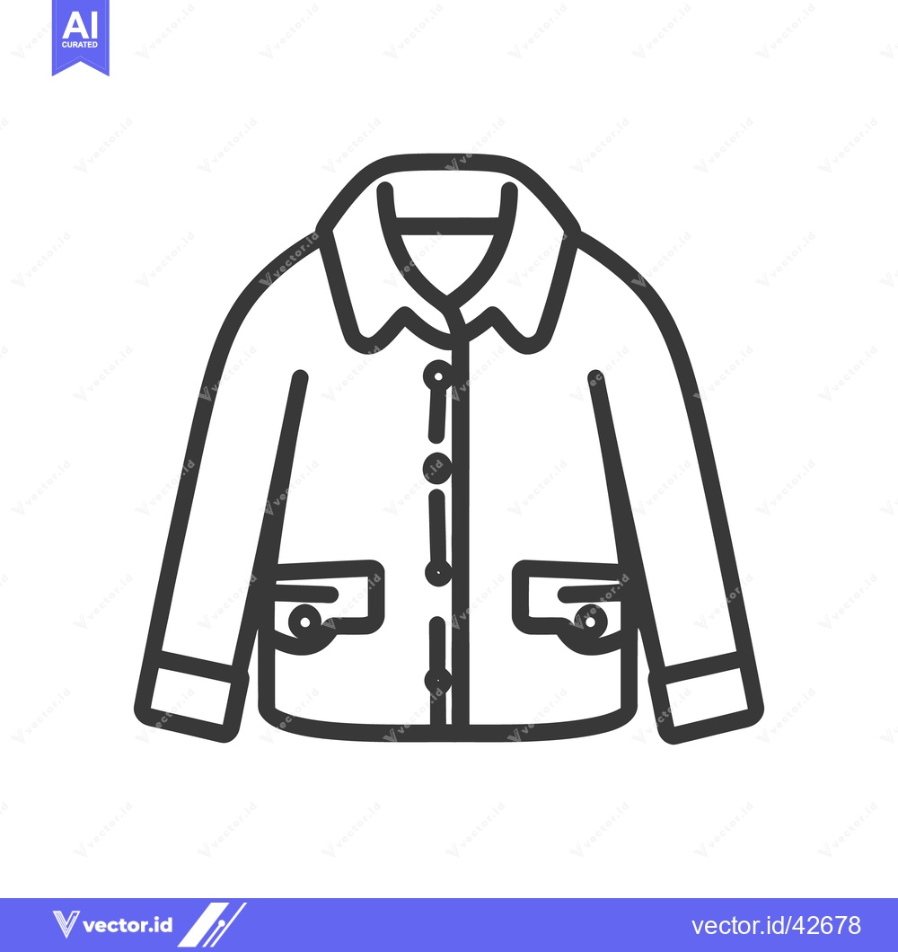 Premium Vector dari A simple black and white outline of a jacket with buttons