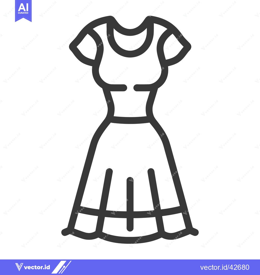 Premium Vector of A simple line drawing depicting a stylish summer dress design
