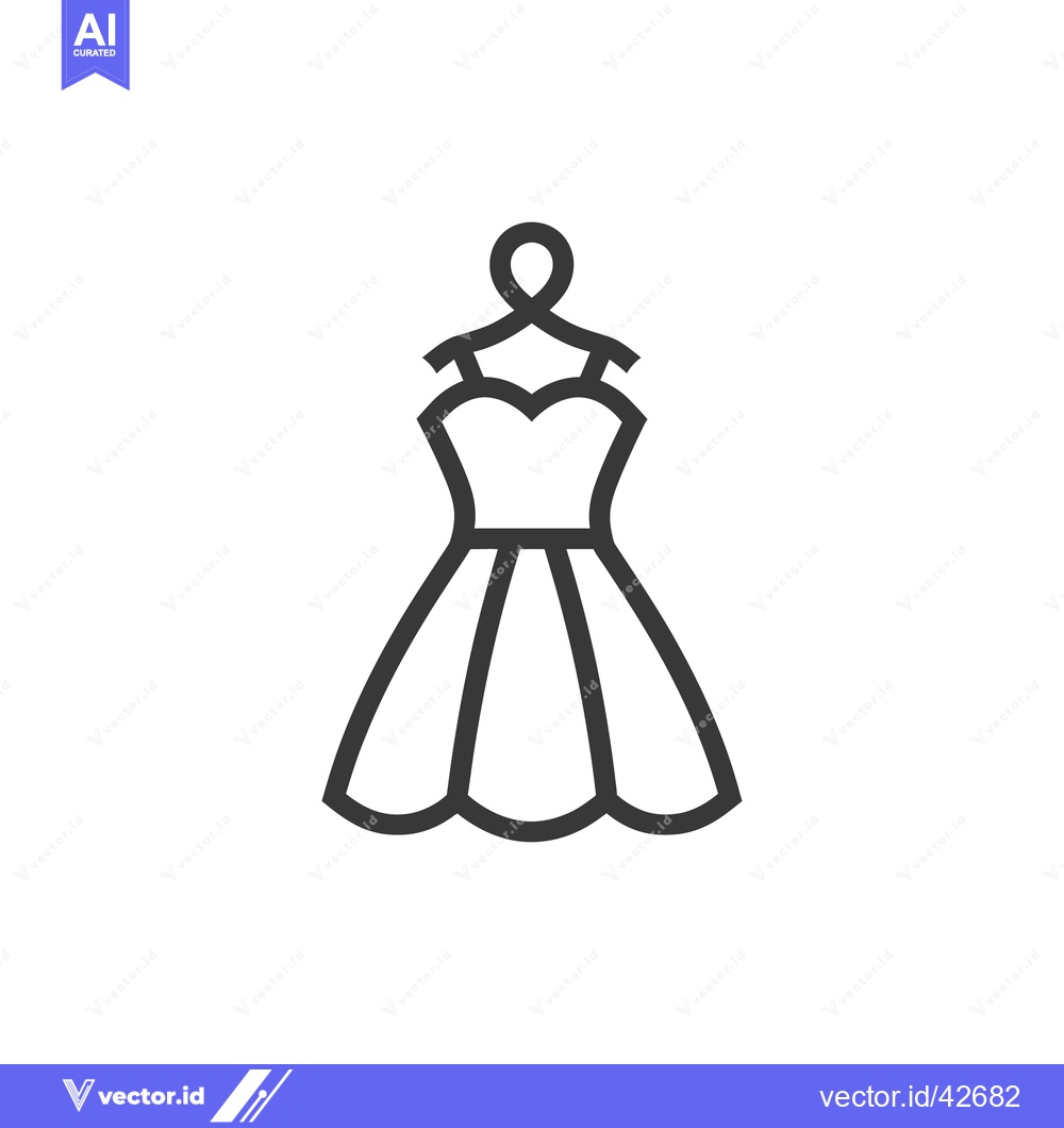 Premium Vector of A simple black line drawing depicts a womans dress