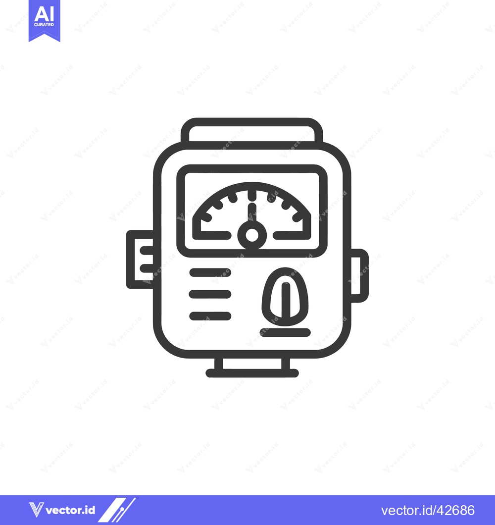 Premium Vector dari Retro Meter Icon: Vintage Measurement Device in Bold Outline Style