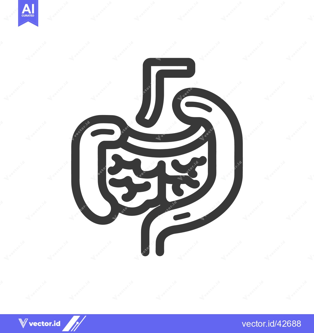 Premium Vector dari Stylized Human Digestive System Icon, Bold Outline, Medical Illustrati