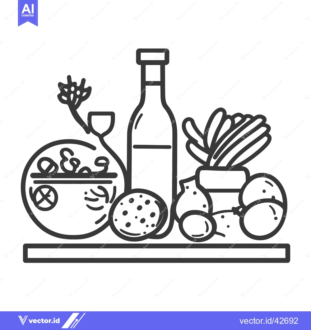 Premium Vector of Simple line art of various food and drink items