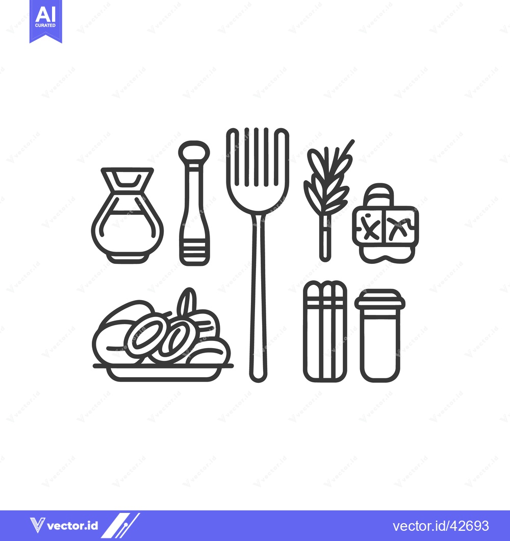 Premium Vector dari A simple illustration of various food and kitchen items displayed