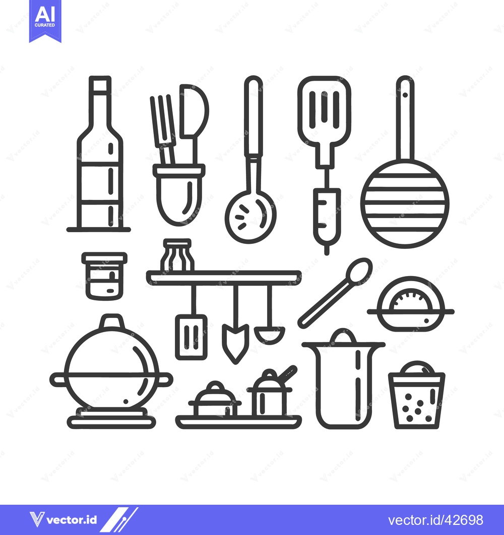 Premium Vector dari A collection of kitchen utensils and cooking equipment illustrations