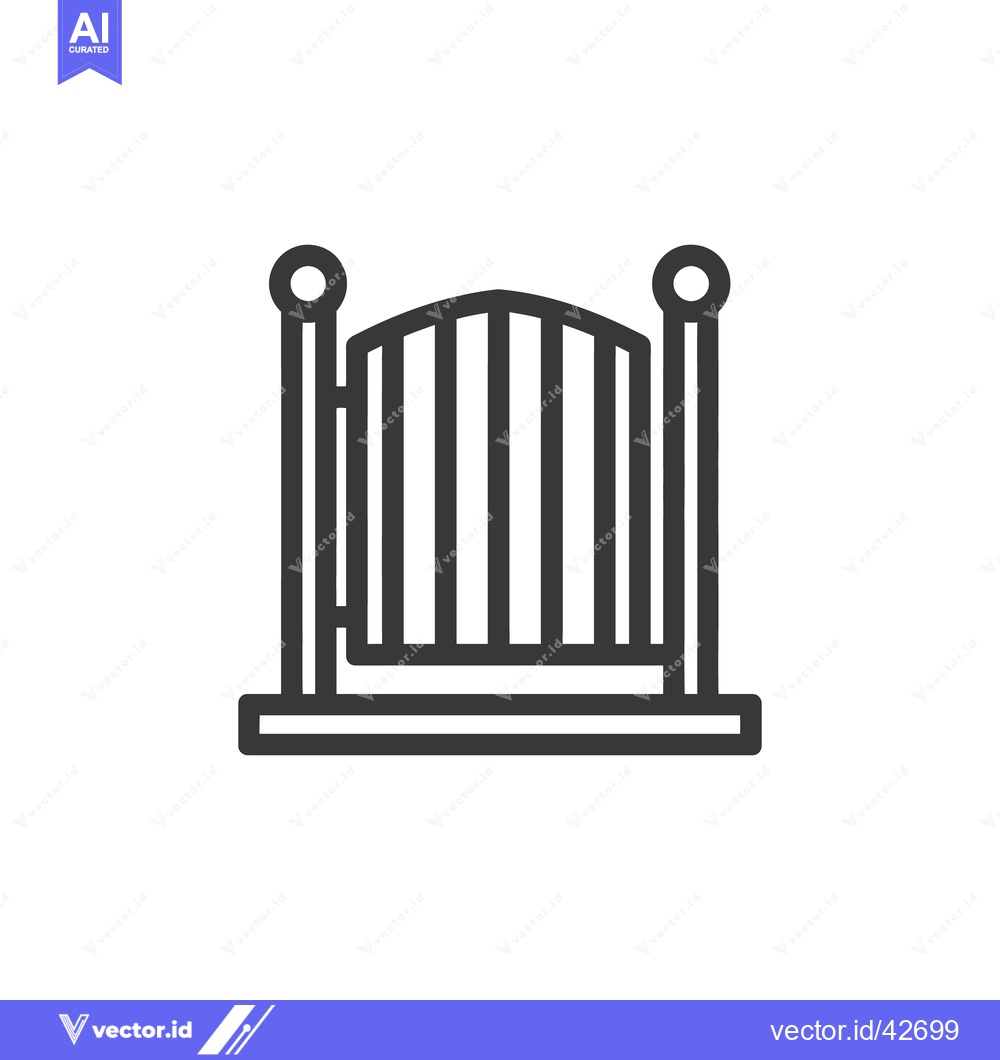 Premium Vector of Minimalist Gate Icon: Symmetrical Design with Rounded Finials and Clea
