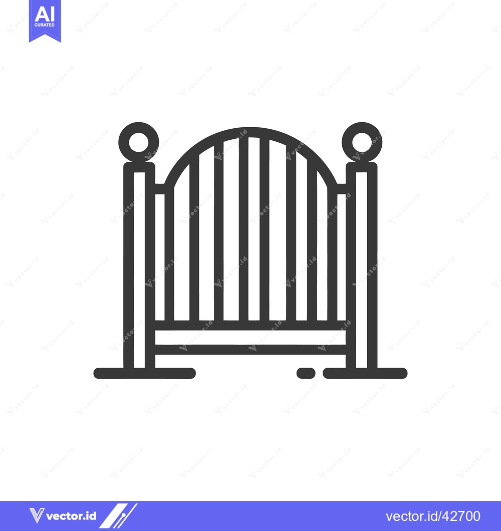 Premium Vector of Minimalist Gate Icon: Dark Gray Outline on White Background