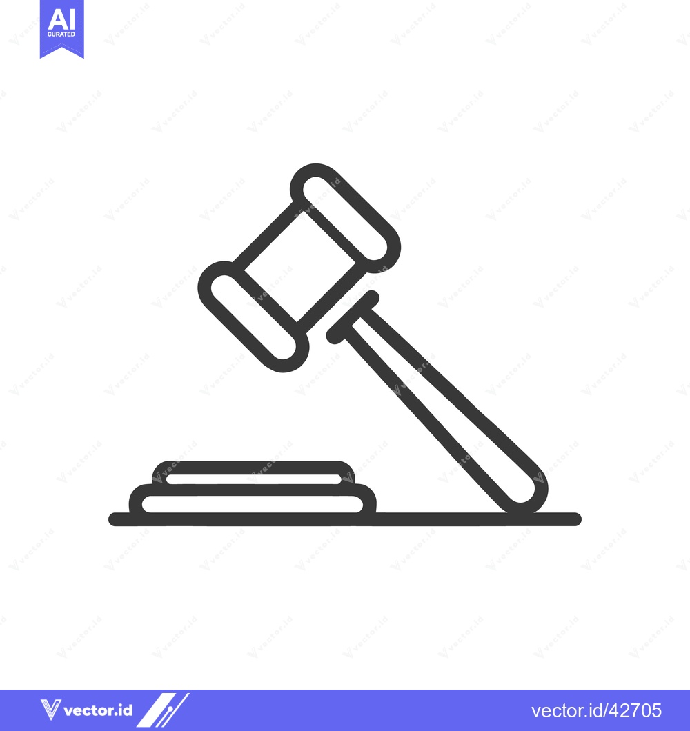 Premium Vector dari Minimalist Gavel Icon: Justice, Law, and Legal Symbolism in Bold Outli