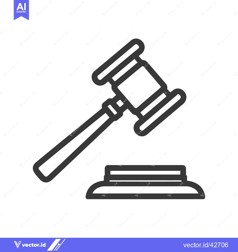 Premium Vector of Minimalist Gavel Icon: Justice, Law, and Legal Symbolism in Bold Outli