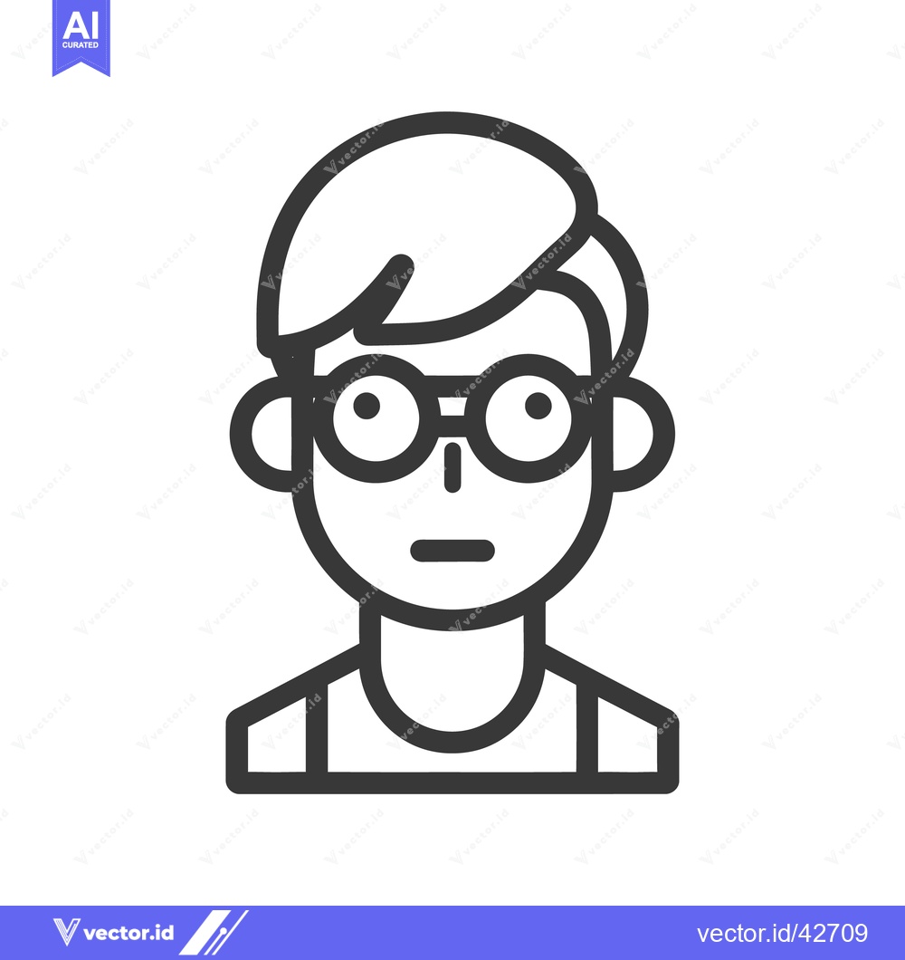 Premium Vector dari A simple line drawing of a person wearing eyeglasses
