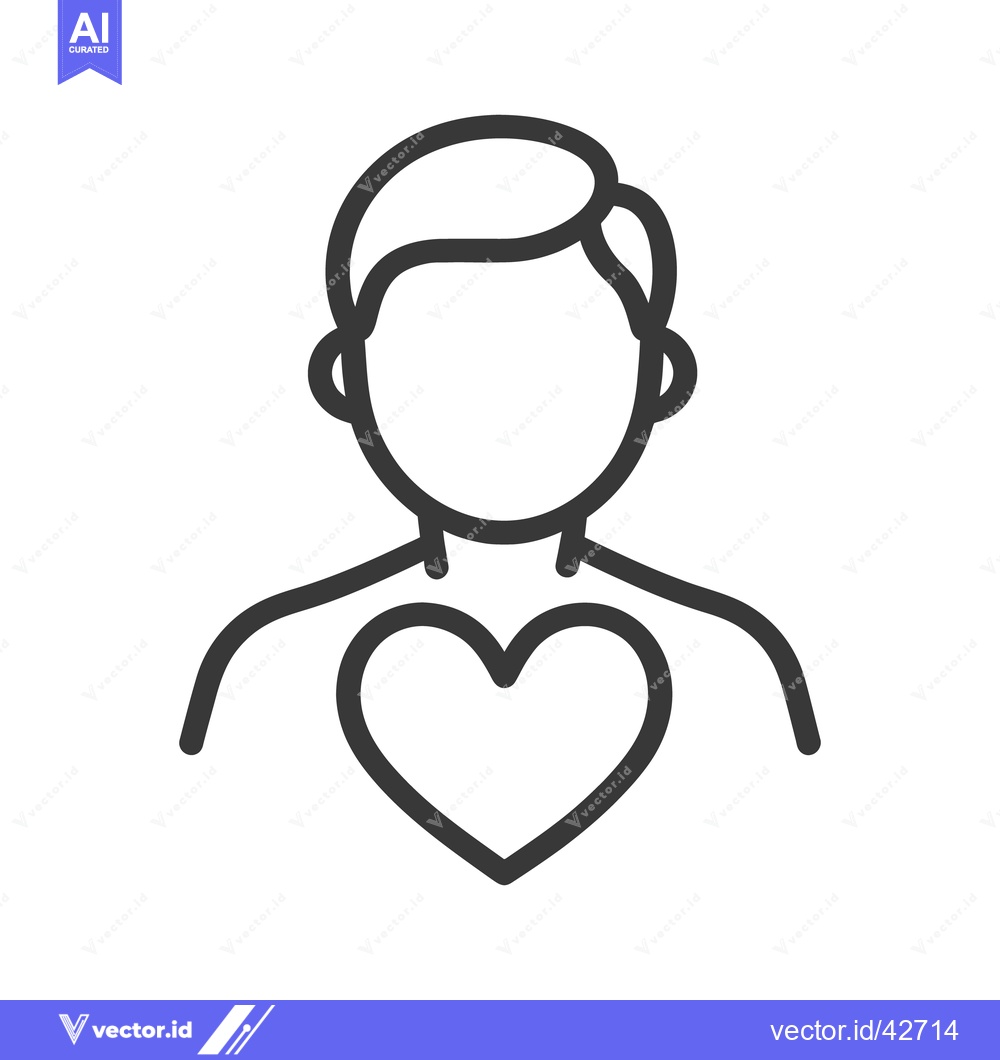 Premium Vector of A minimalist outline showing a person and a heart symbol