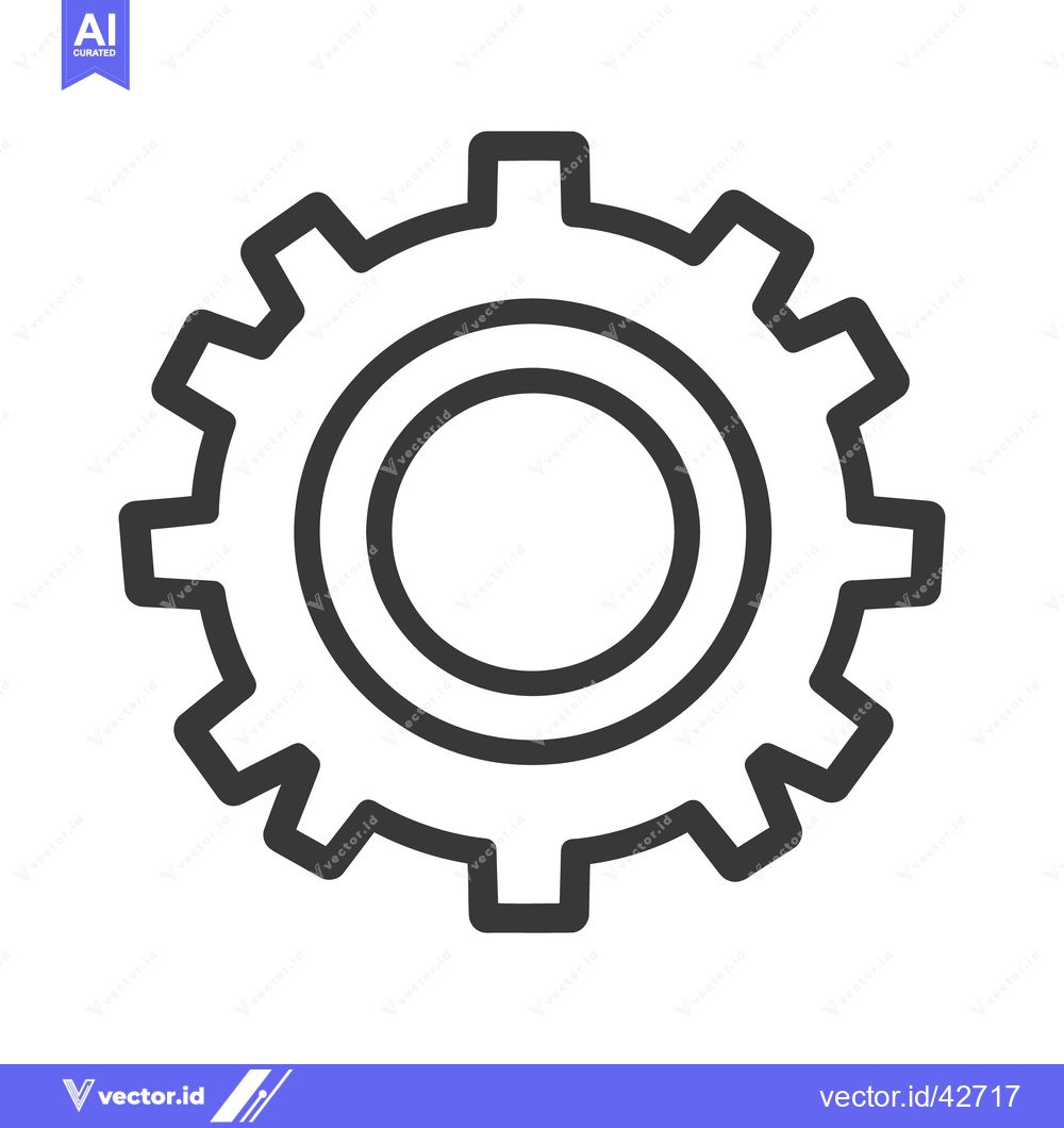 Premium Vector of A simple black and white gear graphic on a white background